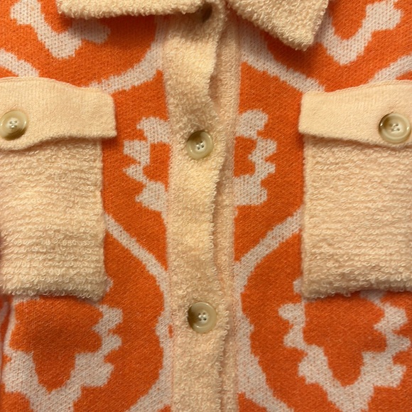 🆕POLAGRAM ORANGE LONG SLEEVE BUTTON CLOSURE COLORBLOCK SHERPA JACKET - Picture 5 of 5